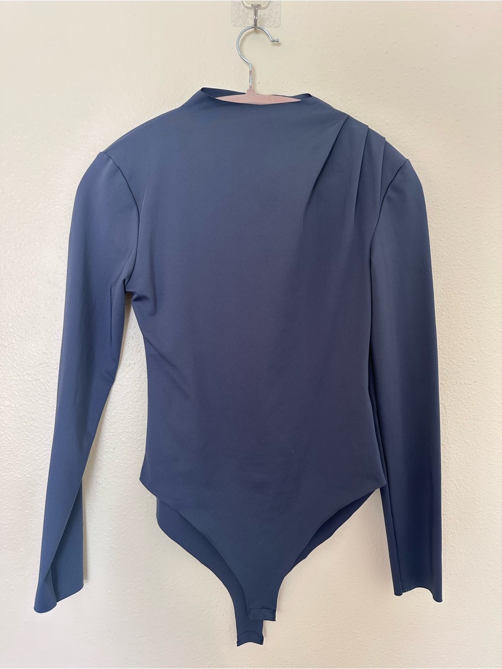 Zara Slate Blue Long-Sleeve Mock-Neck Bodysuit